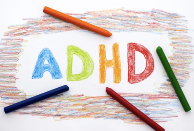 word ADHD written in crayon