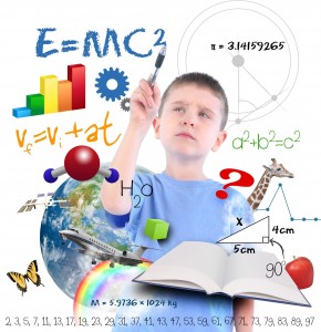 Kid with autism solving complex math equation.