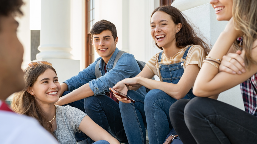 Teens in a group talking