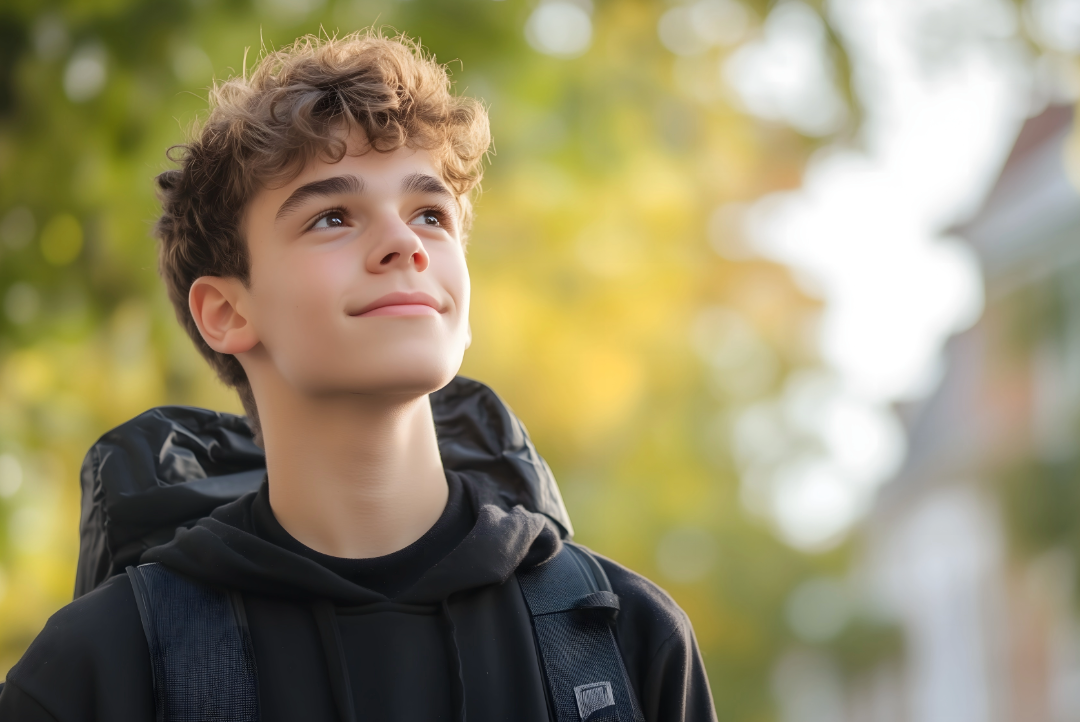 teen looking up in a sense of hope