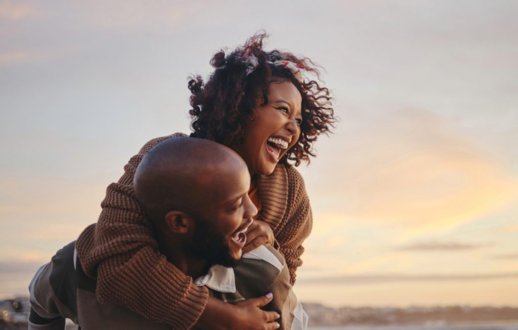 couple laughing with eachother